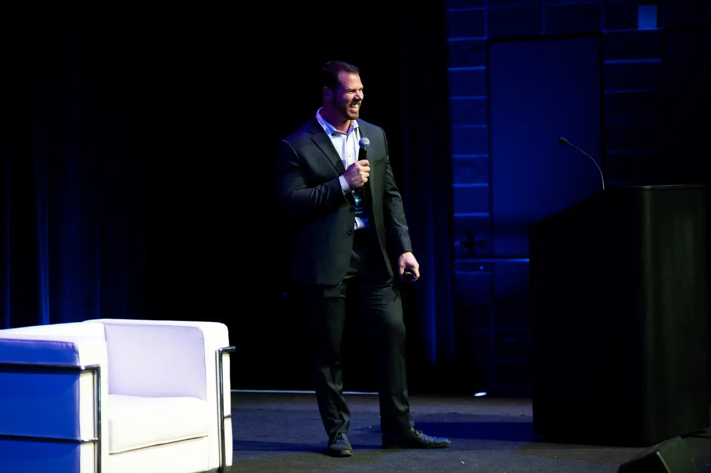 Jake Claver speaking at a panel